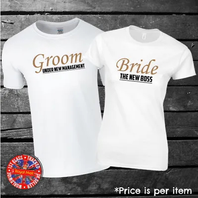 Bride & Groom Matching T-shirt Set Couples Family Wedding Gift Honeymoon • £10.95