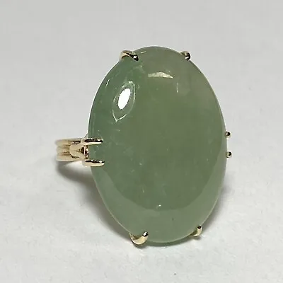 Ming's Honolulu 14K Yellow Gold Water Jade Size 6.25 Ring 9.6g • $1750