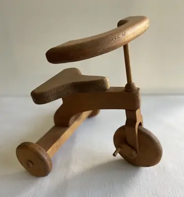 Vtg Handmade 10  Wooden Tricycle Bike Toy Tabletop Brown Doll Baby Play Country • $19.99