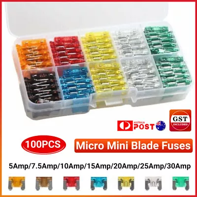 100pcs Micro Mini Blade Fuses Assorted Kit Car Auto SUV Low Profile Amp 5A-30A • $9.99