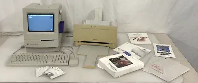M4150 1992 APPLE MACINTOSH CLASSIC II VINTAGE Keyboard Mouse Mic. WORKS! Printer • $349