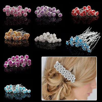 £2.99 • Buy Crystal Diamante Flower Hair Pin Clips For Ladies Prom Wedding Accessories