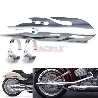 Chrome Flame Exhaust Muffler Pipe Heat Shield Cover Heel Guard 4 Motorcycle • $13.99