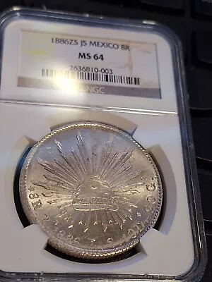 Mexico 1886 Zs JS 8 Reales Zacatecas KM377.13 NGC MS64 • $335