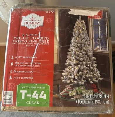 Holiday Time 6.5ft Pre-Lit Flocked Frisco Pine Christmas Tree Clear Lights • $46.99