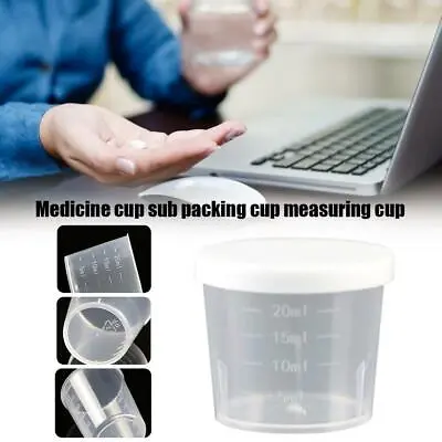 Plastic Medicine Medication Measure Guided Measuring Cup Container Pot TOP • £1.40