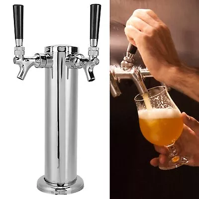 Stainless Steel Cylinder Draft Beer Tower W/2 Faucet Tap Brew Accessory For B JY • $108.57