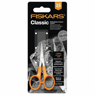 Fiskars Embroidery Classic Curved Scissors Needlework 10cm/4in • £15.25