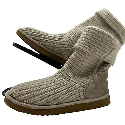 UGG Cardy Knit Womens 7 Sweater Boots Tall Foldable Winter Cozy Pull On Booties • $39.99