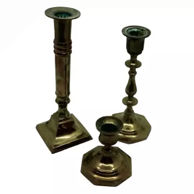 Vintage Solid Brass Candlestck Holders~lot Of 3~8  7.2  3.2  • $16.99