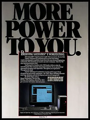 1985 Digital Equipment VAXstation II Vintage PRINT AD Workstation Computers  • $8.99