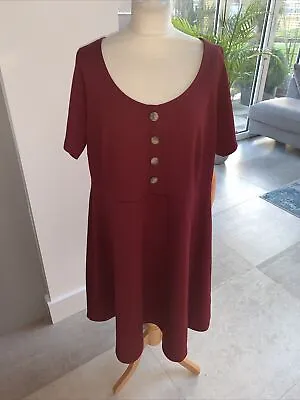 New Look Curves Sz. 24 Wine/ Mulberry A-line Midi Dress VGC • £7.50