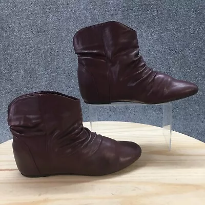 Bongo Boots Womens 8.5 M Tory Ankle Booties Burgundy Faux Leather Pull On Casual • $31.99