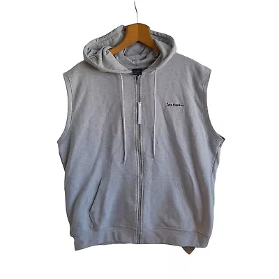 URBAN OUTFITTERS Iets Frans Womens Hoodie Large Sleeveless Pockets Zip Grey BNWT • £15.59