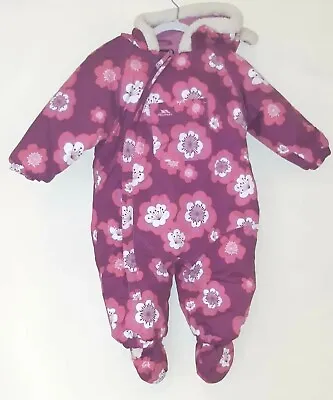 Baby Girls Trespass Snowsuit 6-12 M Vgc! Waterproofwindproof • £12.99
