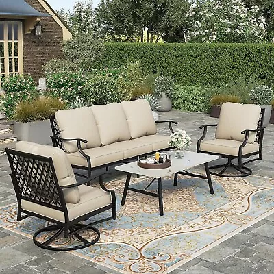 4 Piece Patio Furniture Set Outdoor Conversation Set 2 Swivel Chair For Backyard • $834.99