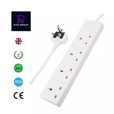 £9.99 • Buy Extension Lead Cable Plug Socket Electric Mains Power 4/6 Gang Way 1M/2M/3M/5M