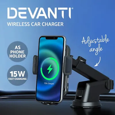 Devanti Wireless Car Charger 15W Fast Charging Air Vent Mount Phone Holder • $27.95