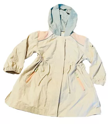 ZARA Girl’s Hooded Jacket Khaki Gray Pink Lime Green NICE! Age 3-4 Yr • $33