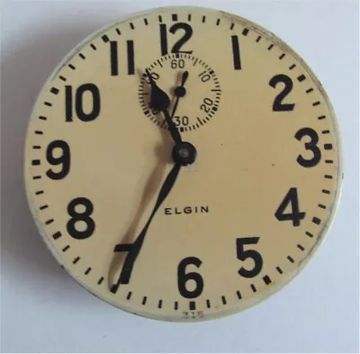 Elgin 8 Day Car Clock Movement Only-37 Size Minute-Hour-Second Hands-Not Running • $69.95