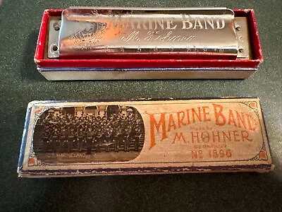 Vintage Antique M Hohner Marine Band Harmonica In Box Key G Germany No 1896 A440 • $42