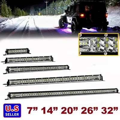 Slim 12D Dual Row LED Light Bar 7/14/20/32  For 4X4 SUV ATV OffRoad Driving Lamp • $45.43