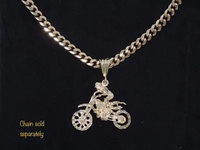 Real 24K Gold Layered Large Motorcycle Charm Pendant W/ Free Lifetime Guarantee • $91.99