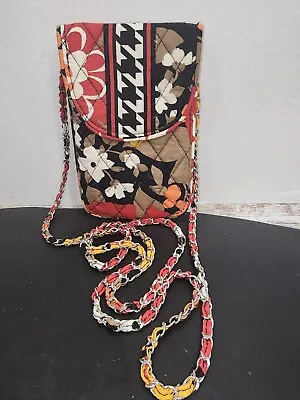 Vera Bradley Quilted Cell Cards Crossbody Bag Purse Brown Orange Yellow  Chain • $6.16