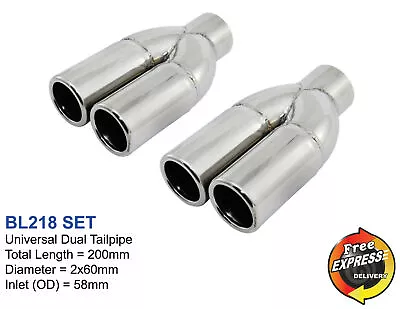 Exhaust Tips Duplex Quad Tailpipes For Toyota Aygo Citroen C1 Peugeot 107 • $200.82