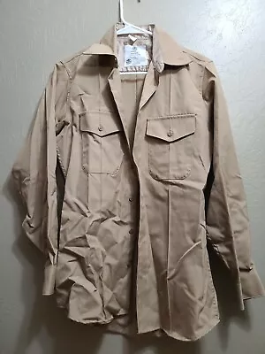 USMC Marine Military Poly/Wool Khaki Long Sleeve Dress Shirt 14.5x32 USGI  • $14.99