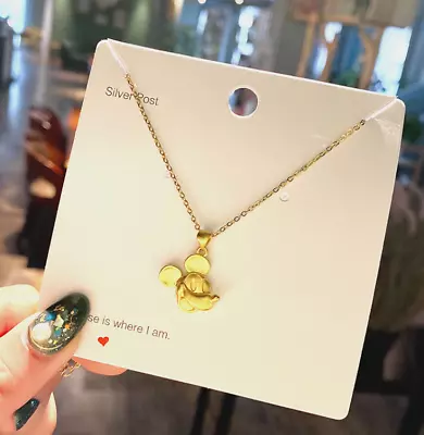 Titanium Gold Disney Mickey Mouse Yellow Pendant Chain Necklace • $9.99