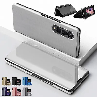 $12.12 • Buy For Samsung Galaxy Z Fold 4 3 2 Smart View Plating Mirror Case Stand Flip Cover 