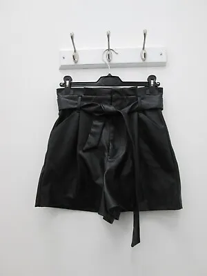 ZARA Black Faux Leather High Waisted Belted Shorts Ladies Size XS BNWT • $6.15