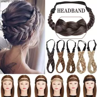 Women Headband Box Braids Plaited Dutch Braided Hair Band Extension For Human UK • £7.30