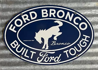 Ford Bronco Vintage Porcelain Gas And Oil  Pump  Sign • $13.50