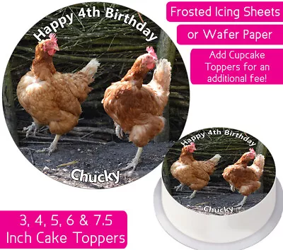 Chickens Edible Wafer & Icing Personalised Cake Topper Decoration Farm Animals • £2.25