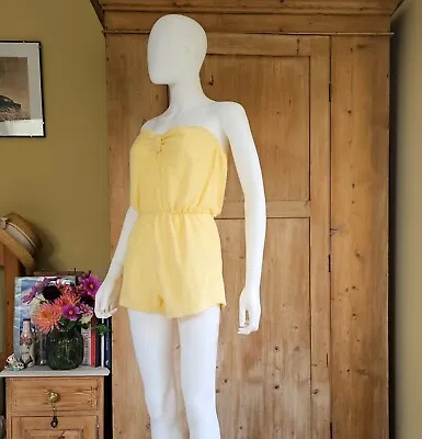 Vintage 1950s Yellow Terry Cloth Playsuit Beach Vacation S/M • £20