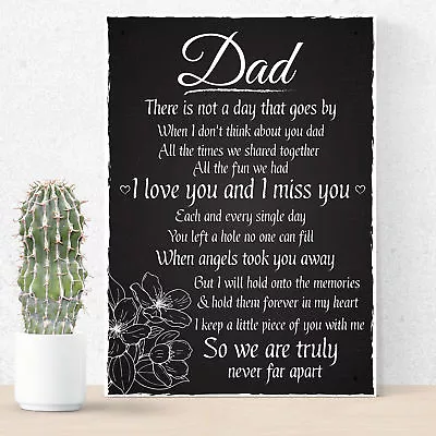 Love Miss You Dad Memorial Grave Plaque Father's Day Daddy Gift Bereavement Sign • £6.99