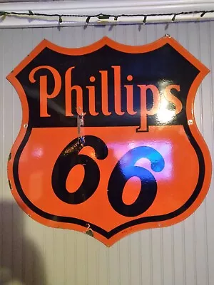 ** Vintage Original Phillips 66 Porcelain Sign Dsp 1954 Old Gas S.p.s '54 ** • $3800