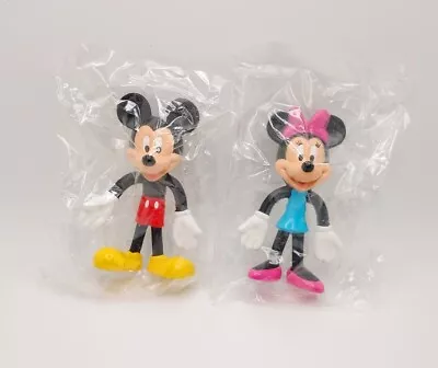 Vtg Walt Disney World Resort Mickey Minnie Figurines Bendy PVC Sealed 1990s New • $22.49