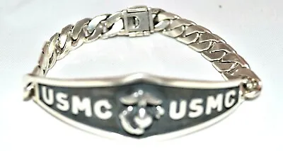 Usmc Marines Marine Corps Logo Solid Sterling Silver .925 W/link Bracelet • $174.95