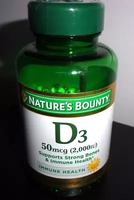 Nature's Bounty D3 50mcg (2000IU) 350 RAPID RELEASE SOFTGELS Exp. 12/24 • $5