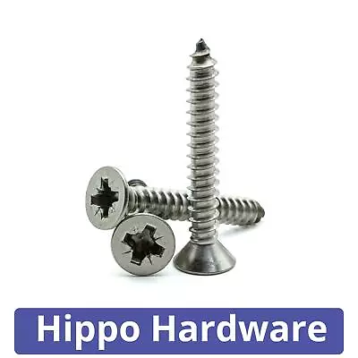 No2 No4 No6 No7 Pozi Countersunk Self Tapping Screws A2 Stainless Steel Tappers • £5.50