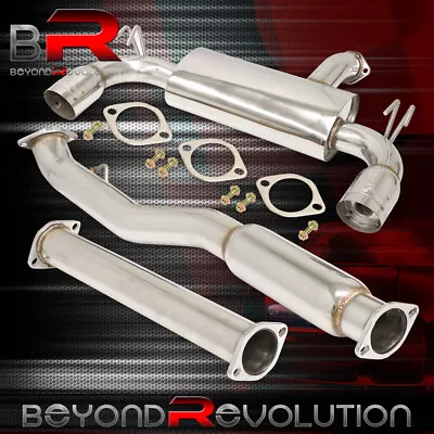 For 2008-2015 Lancer EVO X 10 JDM Catback Exhaust 3  Piping 4  Dual Muffler Tips • $296.99