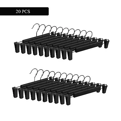 10-80 Pack Adjustable Clip Clothes Pants Hanger Trousers Skirt Dress Slack Rack • $19.90