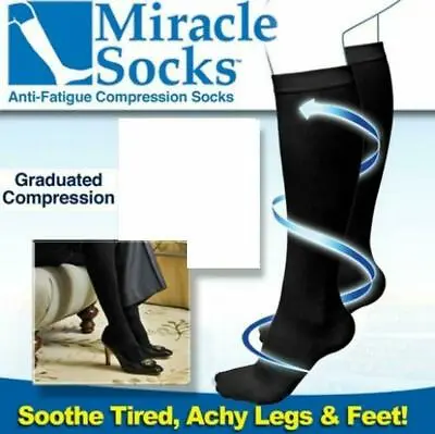 £3.25 • Buy Travel Flight Miracle Socks Unisex Compression Fatigue Anti Swelling DVT Support
