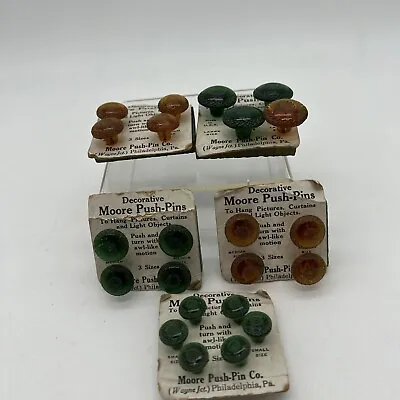Antique Moore Glass Push Pins 5 Original Cards • $55