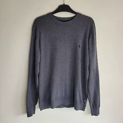 Musto Mens Jumper Grey Crew Neck Cotton Merino Wool Sweater Pullover Size Medium • £16