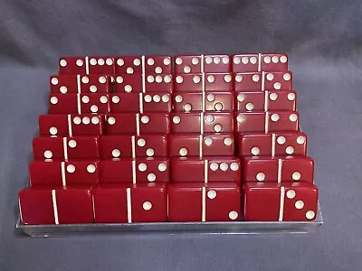 Vintage Red Marblelike Dominos With Clear Case • $13.95