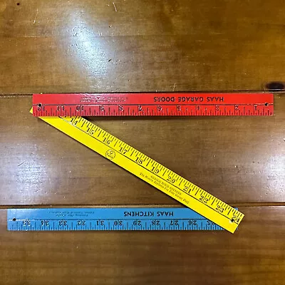 Vintage Folding Trifold Yardstick Wooden Advertising Haas Garage Doors Kitchens • $10.99